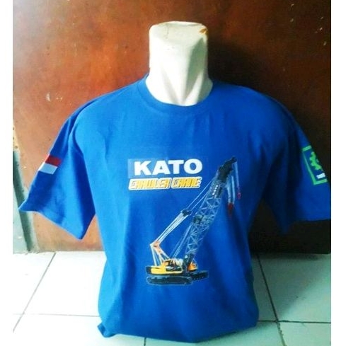 เสื้อยืดแขนสั้น-พิมพ์ลาย-crawler-crane-kato-สีฟ้า