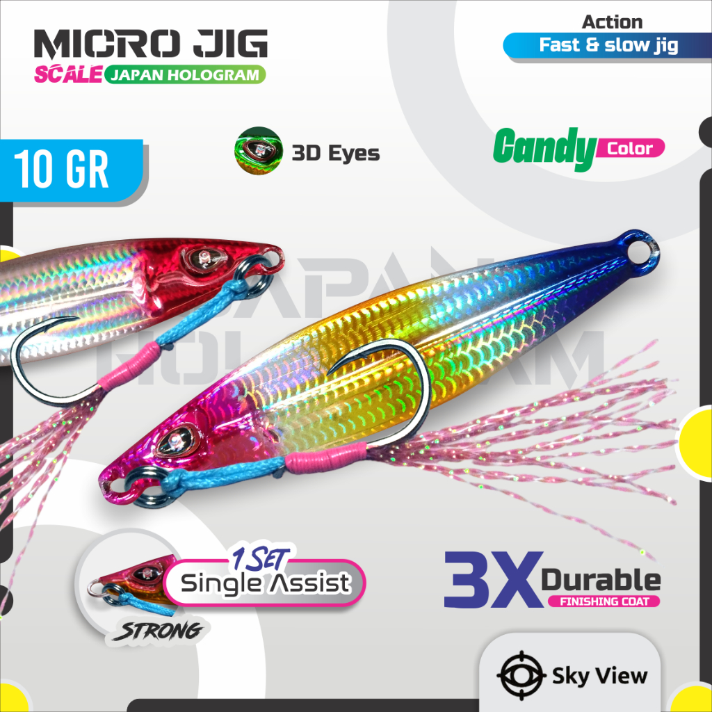 Micro Jig เหยื่อ 10 กรัมชุด Single Assist Hook Micro Jig 10 กรัมโลหะ ...