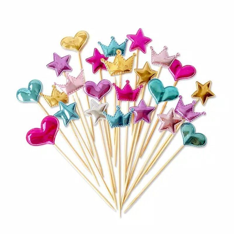 Love, STARS AND CROWN SHAPED CAKE DISPLAY STICKS / BIRTHDAY LOVE CAKE ...