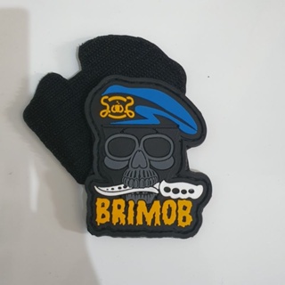 Brimob Beret แผ่นปะยาง ลายโลโก้กะโหลก / แผ่นปะสัญลักษณ์ยางเวลโคร