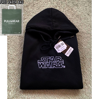 ฟรีถุงกระดาษ เสื้อกันหนาว เสื้อแจ็กเก็ต มีฮู้ด ปักลาย Star Wars Full X Pull and Bear สีดํา // Star War X Pull &amp; Bear Size Jumbo XXL Premium Quality