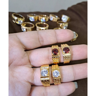 แหวนหินคริสตัล สีทอง 18k สําหรับผู้ชาย และผู้หญิง