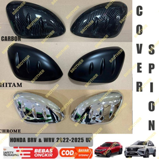 Hitam ฝาครอบกระจกโครเมี่ยมคาร์บอน สีดํา สําหรับ Honda BRV WRV 2022 2023 2024 2025