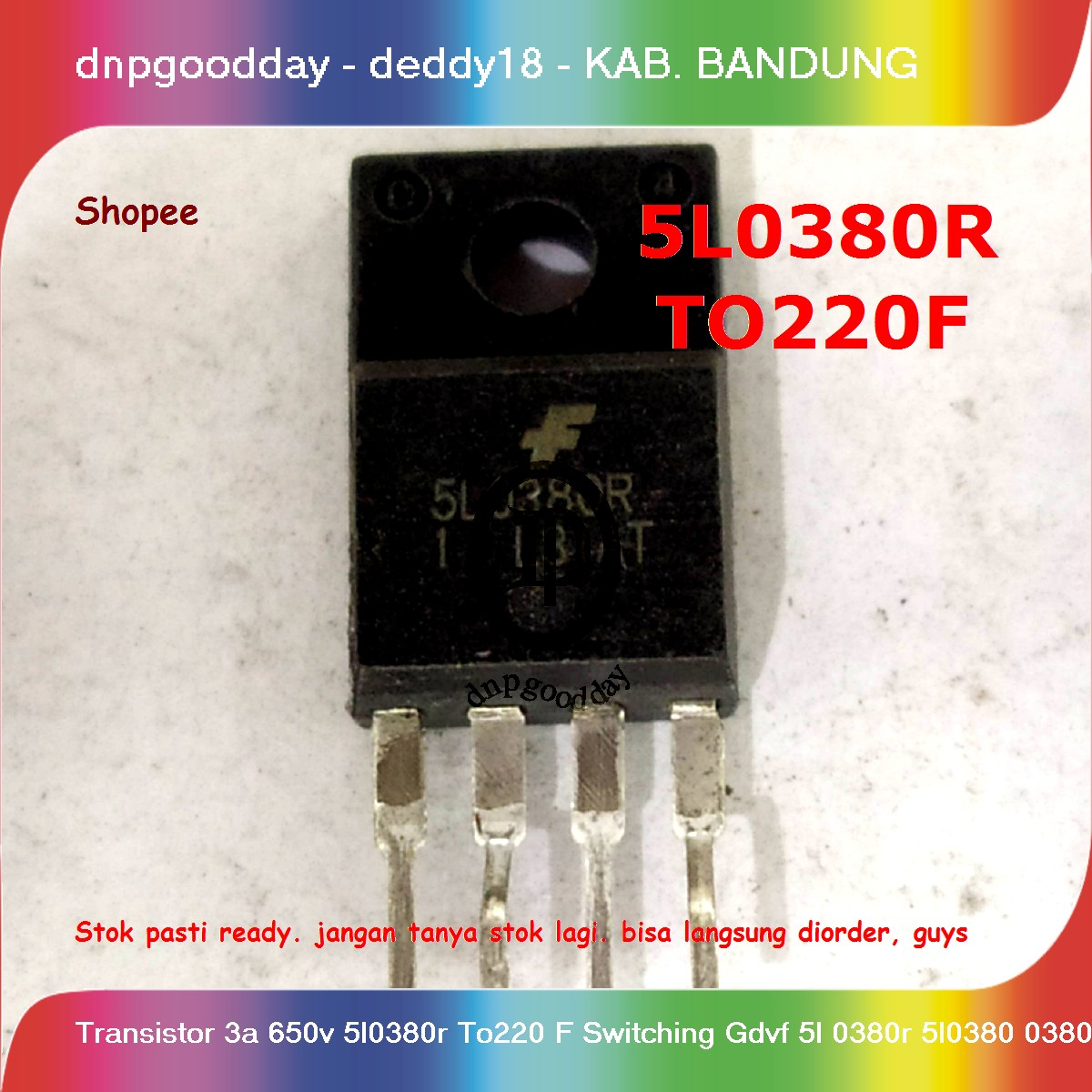 ทรานซิสเตอร์ 3a 650v 5l0380r To220 F Switching Gdvf 5l 0380r 5l0380 ...