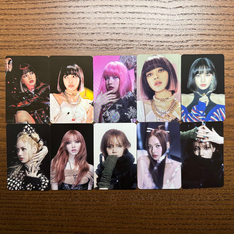 การ์ดรูปภาพ-blackpink-pc-ของแท้-1-ชุด-บรรจุ-10-yg-entertainment-black-pink-chaelisaexhibition-flimty-pink-rose-lisa-2-ชุด