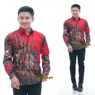 Kemeja MERAH Artodomoro เสื้อเชิ้ตแขนยาว ผ้าบาติก สีแดง สําหรับผู้ชาย