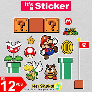 Heishaka สติกเกอร์ไวนิล ลาย Super Mario Luigi Bros กันน้ํา สําหรับติดตกแต่งเกมเมอร์ 12 ชิ้น