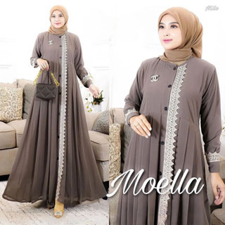 Hitam ใหม่ล่าสุด GAMIS MOELLA DRESS BC ชุดคลุมท้อง M L XL XXL วัสดุผ้าลูกไม้ BABYDOLL MIX GAMIS ผู้หญิงธรรมดา สีดํา PLUM รุ่นล่าสุด JUMBO Get ผู้หญิง GAMIS DRESS Party DRESS MUSLIM เสื้อผ้าผู้หญิง มุสลิม เกาหลี