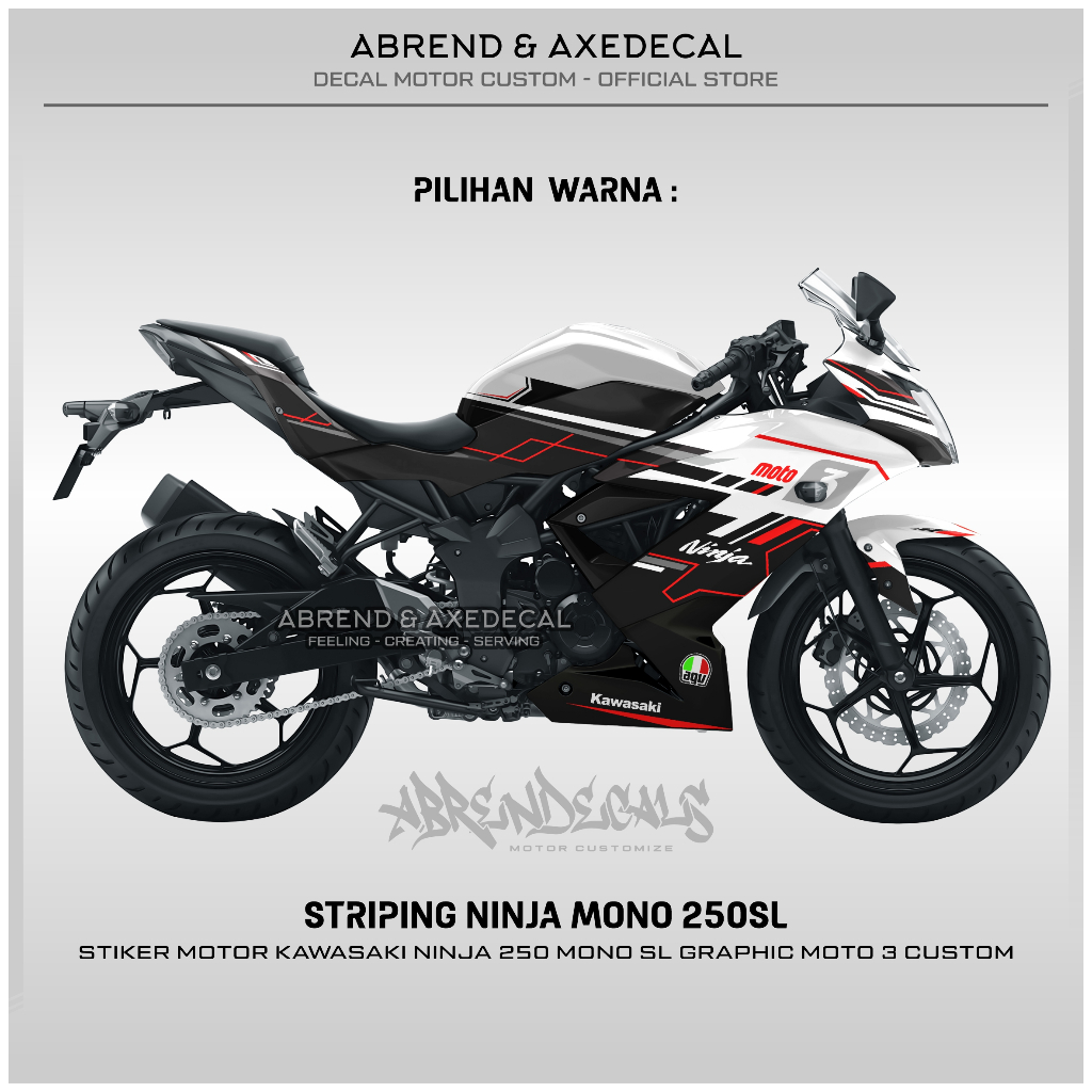 สติกเกอร์-ลายกราฟฟิค-ninja-mono-moto-3-variation-kawasaki-ninja-mono-250sl-สําหรับติดตกแต่งรถจักรยานยนต์-สินค้าพร้อมส่ง