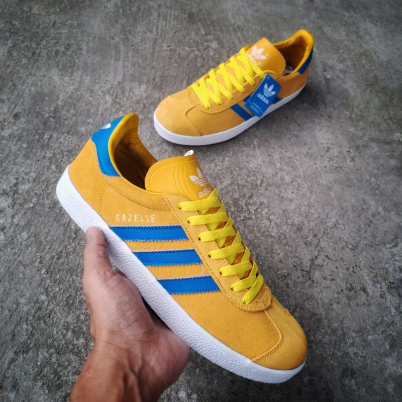 adidas-gazelle-รองเท้าผ้าใบลําลอง-หนังกลับ-สีเหลือง-สีฟ้า-คุณภาพสูง-สําหรับผู้ชาย