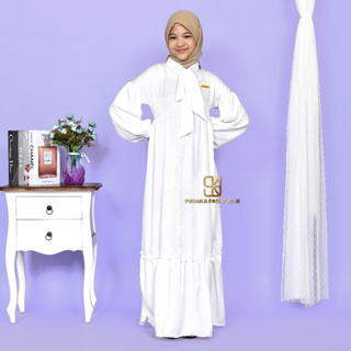 Putih ขายดีที่สุด !! G4mis เสื้อคลุมมุสลิม แบบผูกเชือก พรีเมี่ยม สีขาว สไตล์โมเดิร์น สําหรับเด็กผู้หญิงวัยรุ่น 9-17 ปี