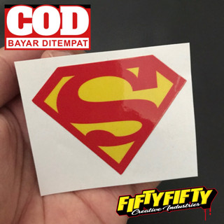 สติกเกอร์ พิมพ์ลายโลโก้ SUPERMAN เคลือบเงา สําหรับติดตกแต่งหมวกกันน็อค รถจักรยานยนต์ รถยนต์