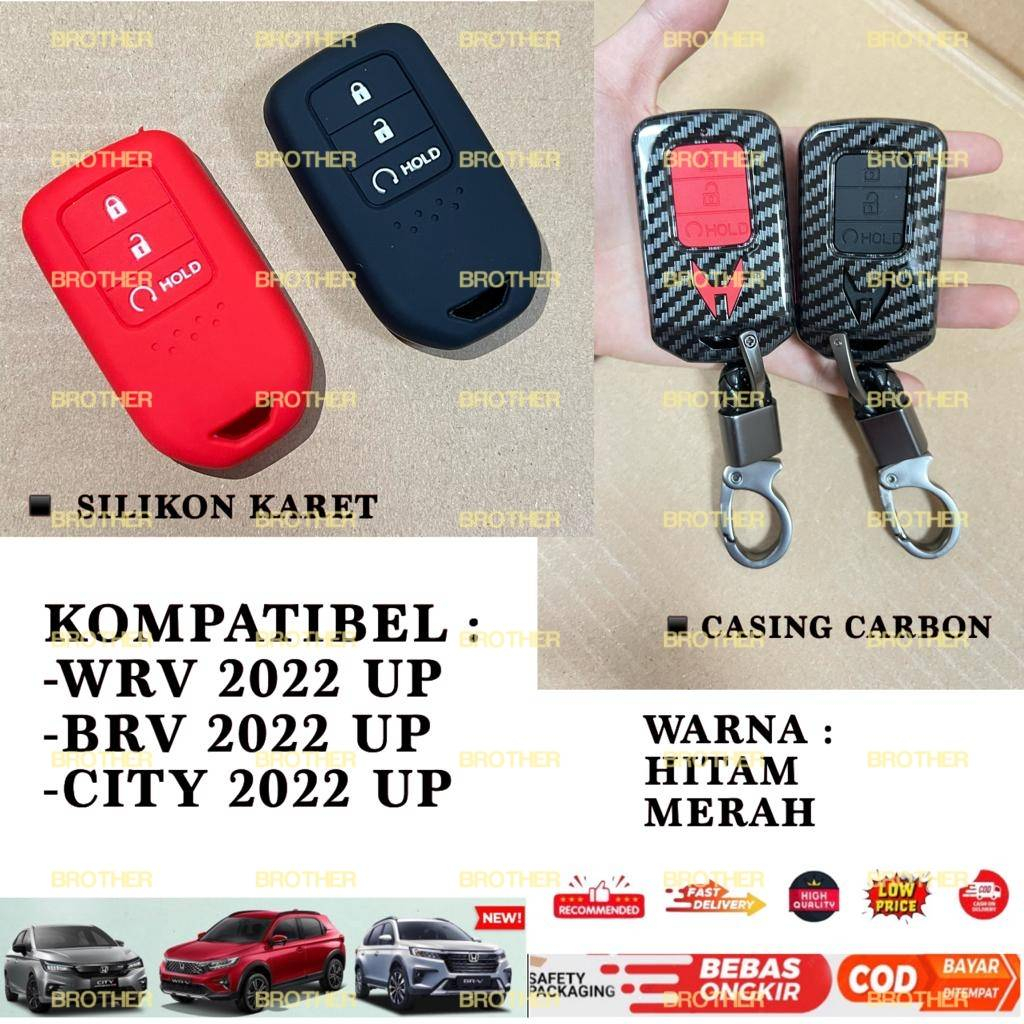 เคสรีโมตกุญแจรถยนต์ ซิลิโคน สีดํา แดง คาร์บอน สําหรับ WRV BRV City 2022 ...