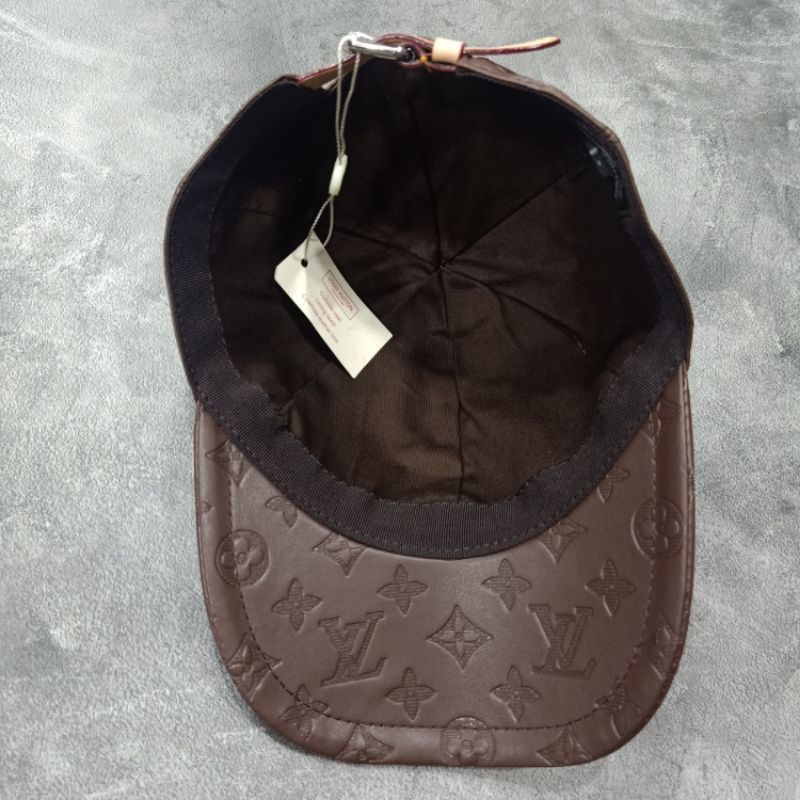 lv-หมวกเบสบอล-หนังเทียม-ลายนูน-สีน้ําตาล-สําหรับผู้ชาย-และผู้หญิง
