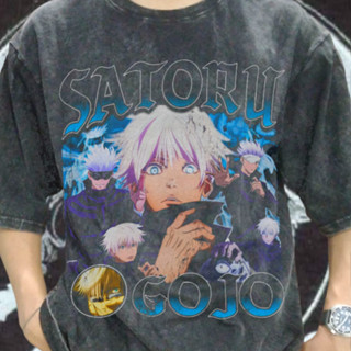 เสื้อยืด พิมพ์ลายอนิเมะมหาเวทย์ผนึกมาร Satoru Gojo สไตล์วินเทจ โอเวอร์ไซซ์