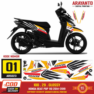 พร้อมส่ง สติกเกอร์ติดตกแต่ง สําหรับ Honda Beat Pop 110 2014-2019 ARS023 Repsol Doff