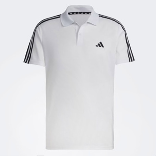 Adidas Train Essentials Pique 3-Stripes เสื้อโปโล สีขาว IB8109 ของแท้