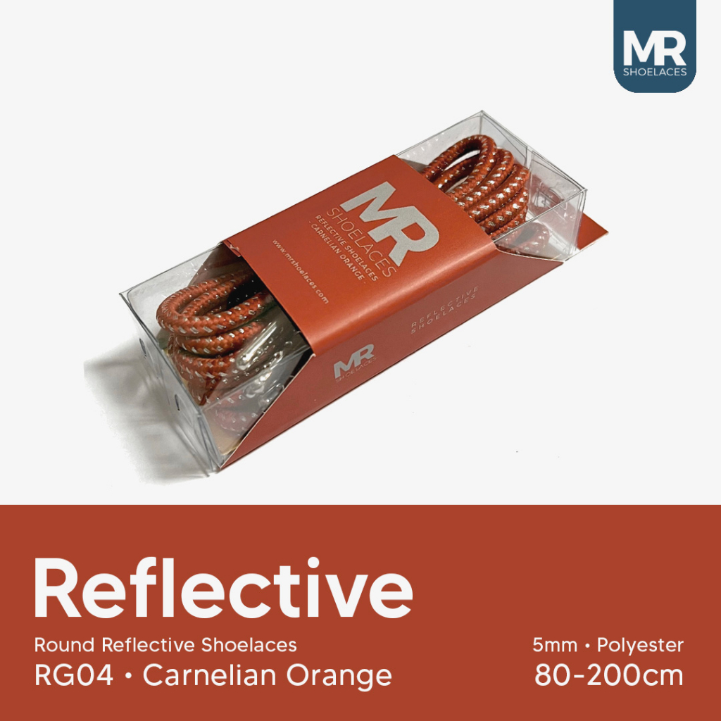 MR Shoelaces RG02 Carnelian สีส้ม (สีส้ม) เชือกผูกรองเท้าสะท้อนแสงทรง ...