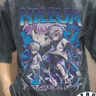 เสื้อยืด พิมพ์ลายอนิเมะมังงะ Hunter X Hunter Killua Killua Hunter X Hunter สไตล์วินเทจ พรีเมี่ยม ขนาดใหญ่