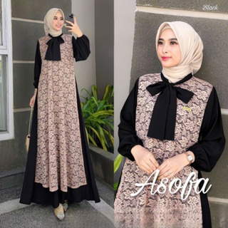 ใหม่ล่าสุด GAMIS DRESS ASOFA DRESS MUSLIM CRINKLE AIRFLOW PREMIUM MIX CORNELLI ชุดเดรสสั้น หรูหรา สีดํา สําหรับผู้หญิง 2023