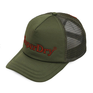 Superdry หมวกแก๊ป สีเขียวโรสแมรี่ สไตล์วินเทจ