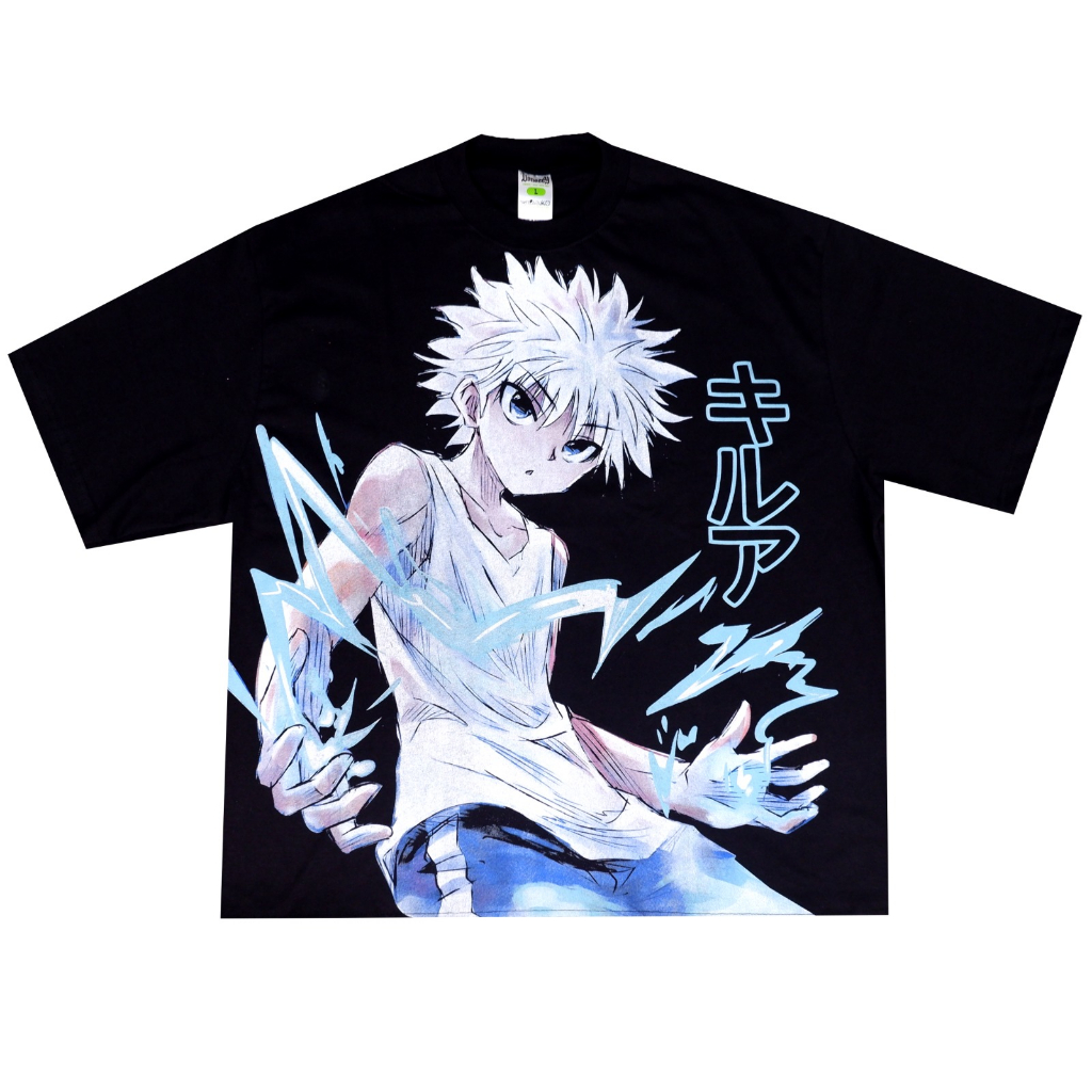 เสื้อยืด-พิมพ์ลายอนิเมะ-killua-zoldyck-hunter-x-hunter-oversize-ขนาดใหญ่