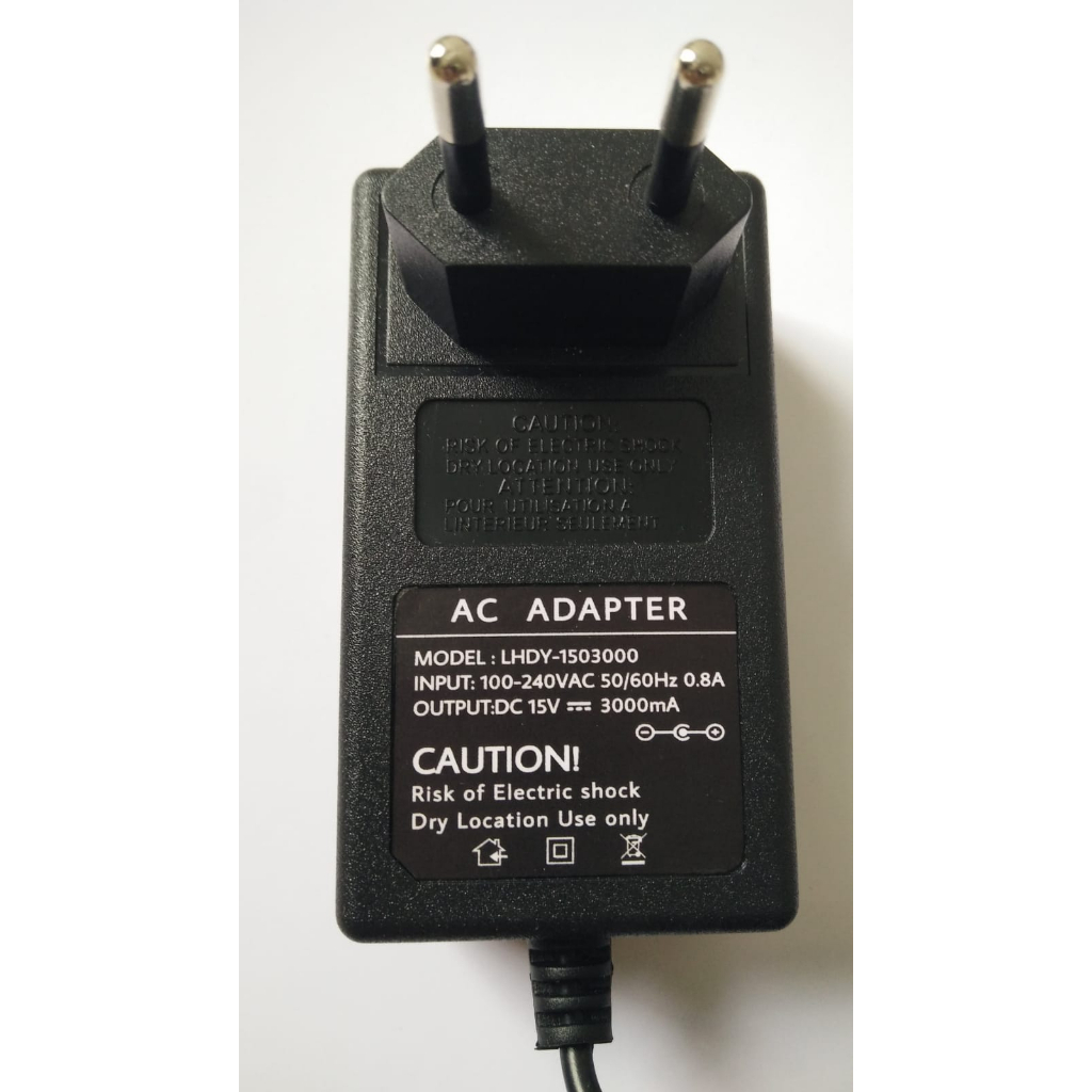 AC ADAPTER 15V 3A รุ่น:LHDY-1503000 DC Jack 5.5mm X 2.1mm - 2.5mm ...