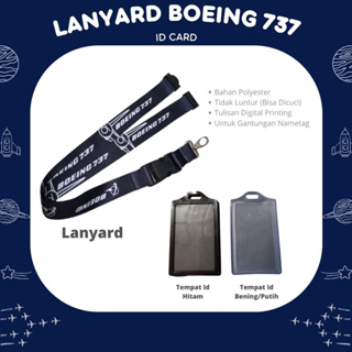 Boeing 737 เครื่องบิน MOTIF 2.5 ซม. ไม้แขวนเสื้อ ID ออฟฟิศ ของแท้ / สายคล้องคอ + กระป๋องใส่บัตรประชาชน 2 ช่อง