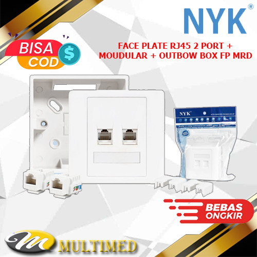 Face Plate RJ45 2 Port + Modular + Outbow Box FP MRD NYK | Shopee Thailand