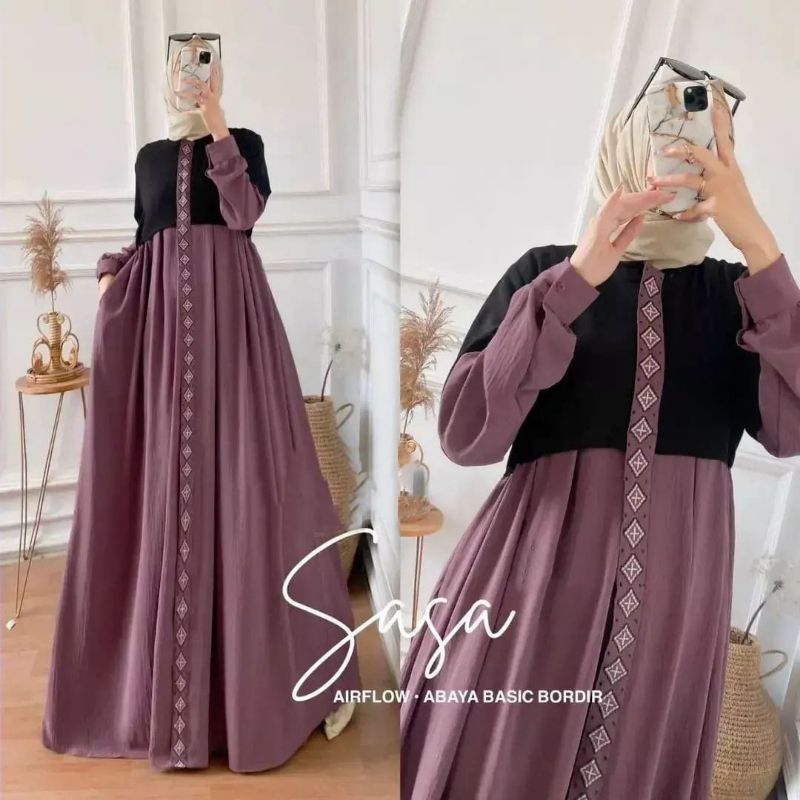 ชุดเดรส-ปักลาย-gamis-sasa-แฟชั่นเรียบง่าย-สําหรับผู้หญิงวัยรุ่น