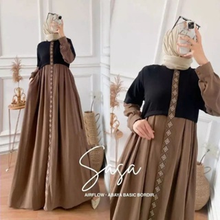 ชุดเดรส ปักลาย Gamis Sasa แฟชั่นเรียบง่าย สําหรับผู้หญิงวัยรุ่น