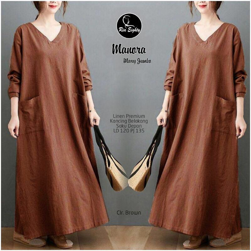 hitam-gamis-ชุดเดรส-manora-dress-wd-m-l-xl-xxl-linen-rami-material-gamis-women-plain-dusty-lime-black-army-brown-model-jumbo-can-gamis-women-with-not-hijab-dress-party-dress-muslim-women-korean-muslim