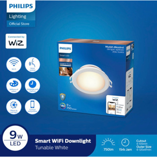 Putih Philips โคมไฟติดเพดานอัจฉริยะ Wifi LED 9W - ปรับแต่งได้ สีขาว (สีขาว) แผง 9 วัตต์ Ib บลูทูธ ตกแต่งเพดาน SNI ของแท้ รับประกันอย่างเป็นทางการ แอพ Smart WIZ