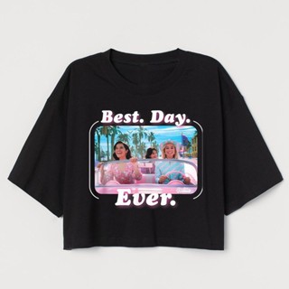 เสื้อครอป ภาพยนตร์บาร์บี้ สุนทรียศาสตร์ "BEST DAY EVER" | เสื้อครอป โอเวอร์ไซซ์ สุนทรียศาสตร์ | เสื้อครอป เอวลอย สําหรับผู้หญิง