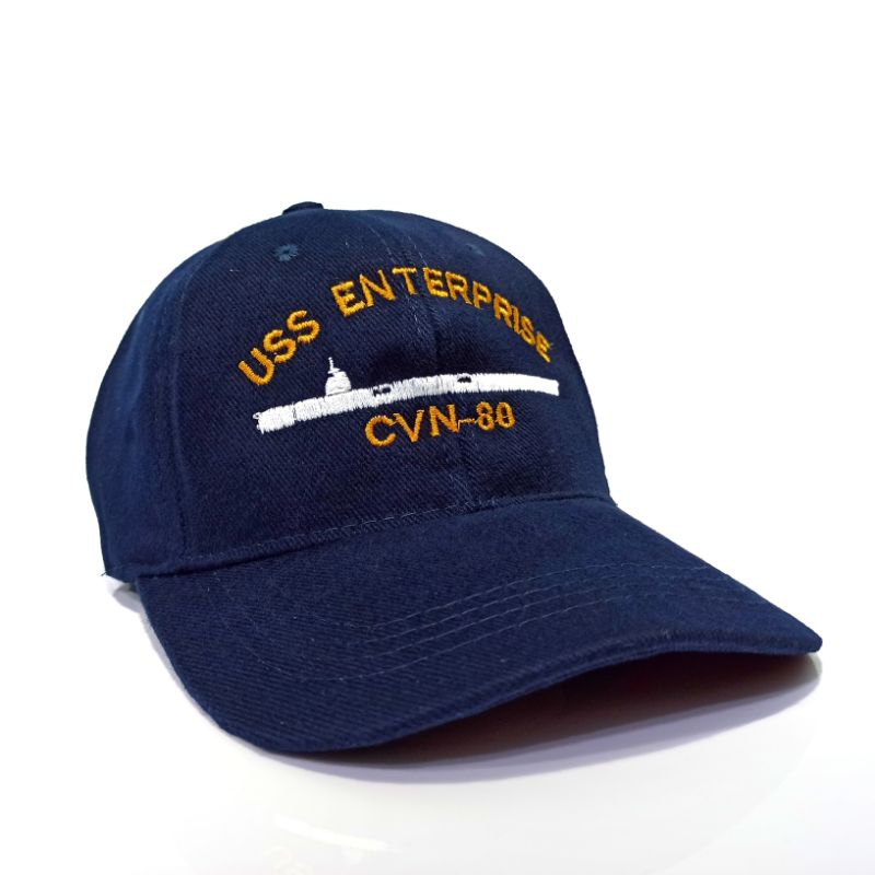 หมวกเบสบอล-ปักลาย-usa-enterprise-cvn-80-warship-สีกรมท่า