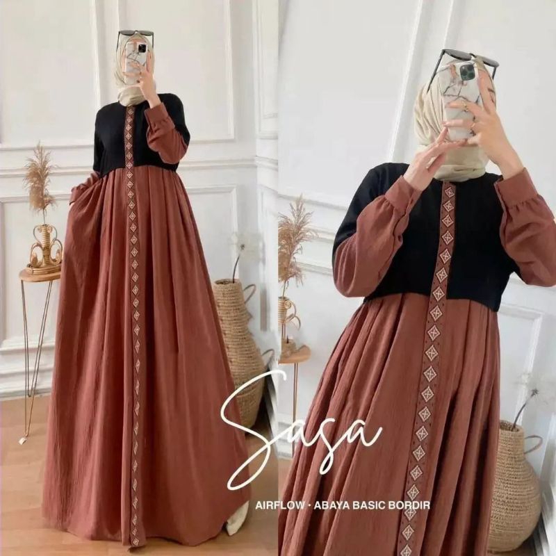 ชุดเดรส-ปักลาย-gamis-sasa-แฟชั่นเรียบง่าย-สําหรับผู้หญิงวัยรุ่น