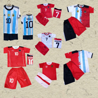 เสื้อกีฬาแขนสั้น ลายทีมชาติฟุตบอล Argentina jersey vs National Team สไตล์อินโดนีเซีย ไซซ์ 6-12 ปี