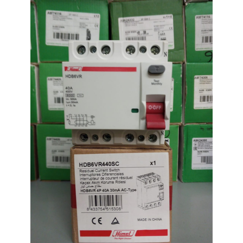 Himel ELCB / RCCB 4P 40A 30mA AC-type HDB6VR440SC | Shopee Thailand