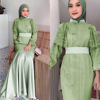 Almirah 12- Celinne Dress (M - L) Maxy Material Velvet Lapis Malika Import Full เข็มขัดผ้ากํามะหยี่ด้านหน้า + โอบิ