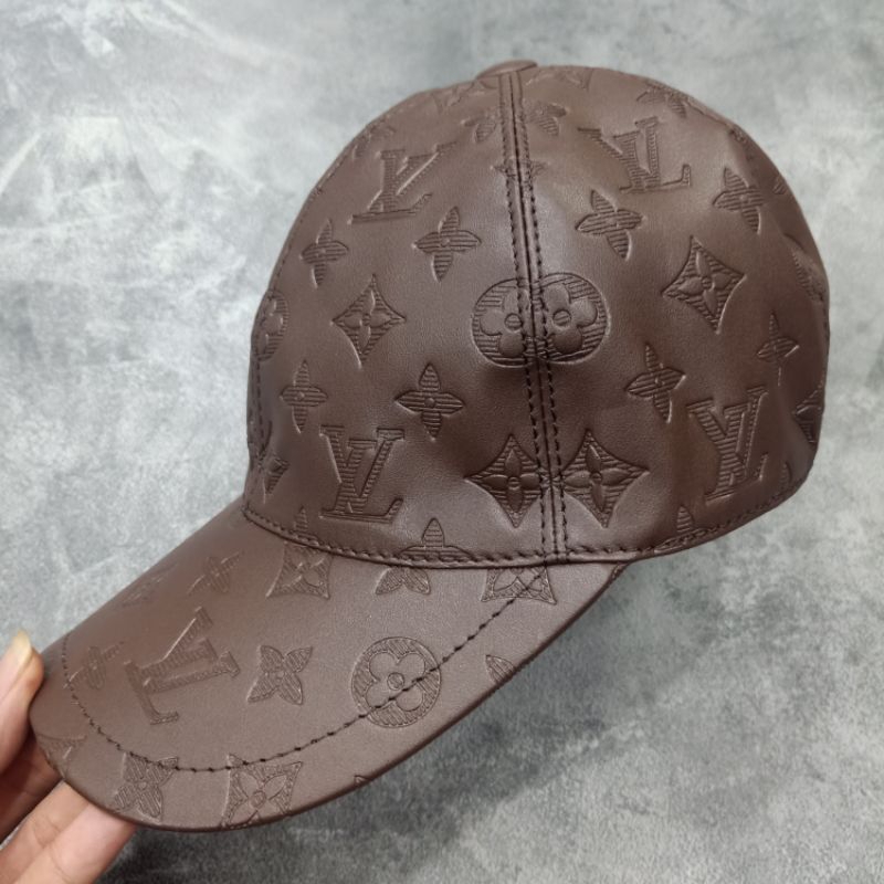 lv-หมวกเบสบอล-หนังเทียม-ลายนูน-สีน้ําตาล-สําหรับผู้ชาย-และผู้หญิง