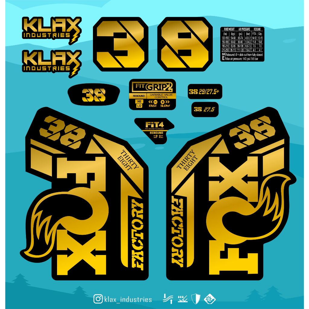 พรีเมี่ยม! สติกเกอร์ FOX FACTORY 38 2021 KLAX INDUSTRIES Shopee Thailand