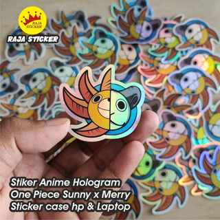 สติกเกอร์โฮโลแกรม ลายการ์ตูนอนิเมะ One Piece Sunny x Merry hp &amp; Laptop สําหรับติดตกแต่งแล็ปท็อป