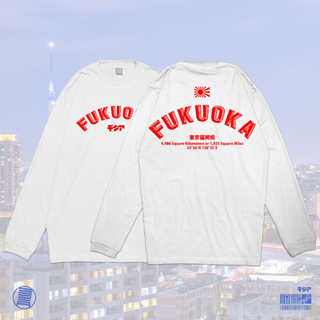เสื้อยืดแขนยาว พิมพ์ลายการ์ตูนอนิเมะ Fukuoka Japan City สไตล์ญี่ปุ่น สําหรับผู้หญิง