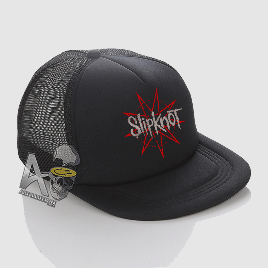 distro-net-trucker-snapback-hat-พรีเมี่ยม-โลโก้ใหม่-หมวก-slipknot