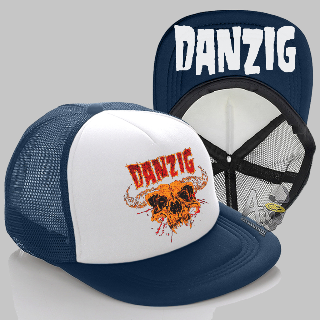 distro-net-snapback-hat-snapback-trucker-hat-danzig-หมวกพรีเมี่ยม-ใหม่-หมวกวงโลโก้