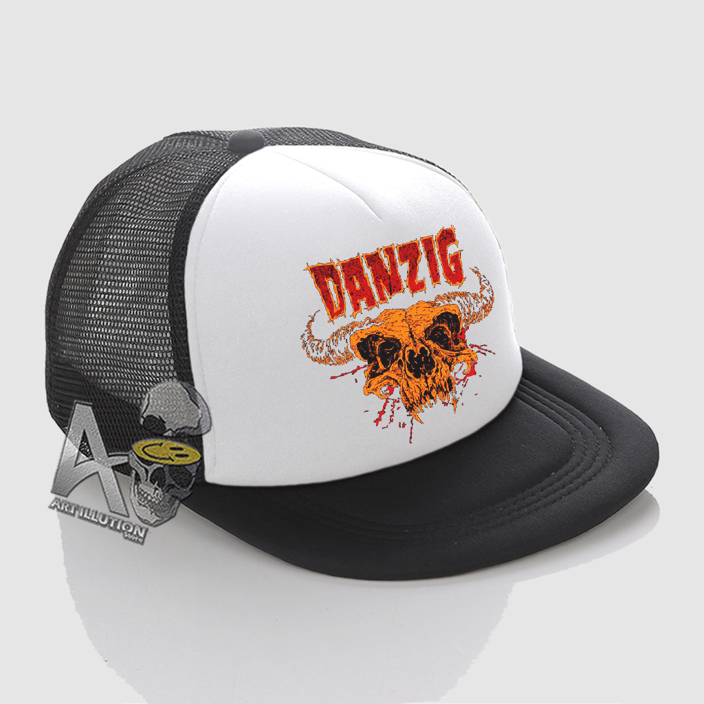 distro-net-snapback-hat-snapback-trucker-hat-danzig-หมวกพรีเมี่ยม-ใหม่-หมวกวงโลโก้
