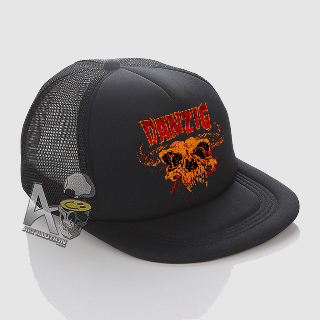 distro-net-snapback-hat-snapback-trucker-hat-danzig-หมวกพรีเมี่ยม-ใหม่-หมวกวงโลโก้