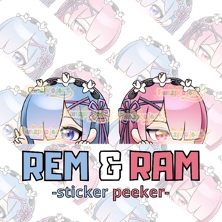 สติกเกอร์ ลายอนิเมะ REM &amp; RAM RE: ZERO - STARTING LIFE IN ANOTHER LOVE