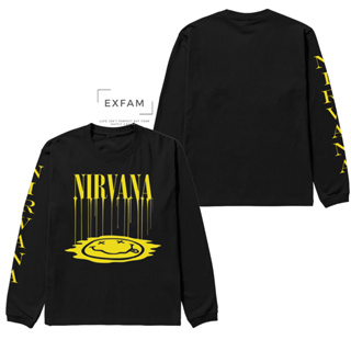 เสื้อยืดแขนยาว พิมพ์ลายวง Nirvana