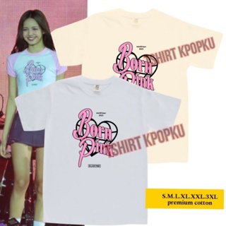 Hitam เสื้อยืด เกาหลี blackpink BORNPINK เจอร์ซีย์ใหม่ (สกรีนลาย สีดํา สีชมพู)